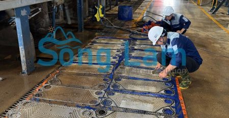 Bộ tấm trao đổi nhiệt rải bề mặt sau khi loại bỏ mảng bám cặn